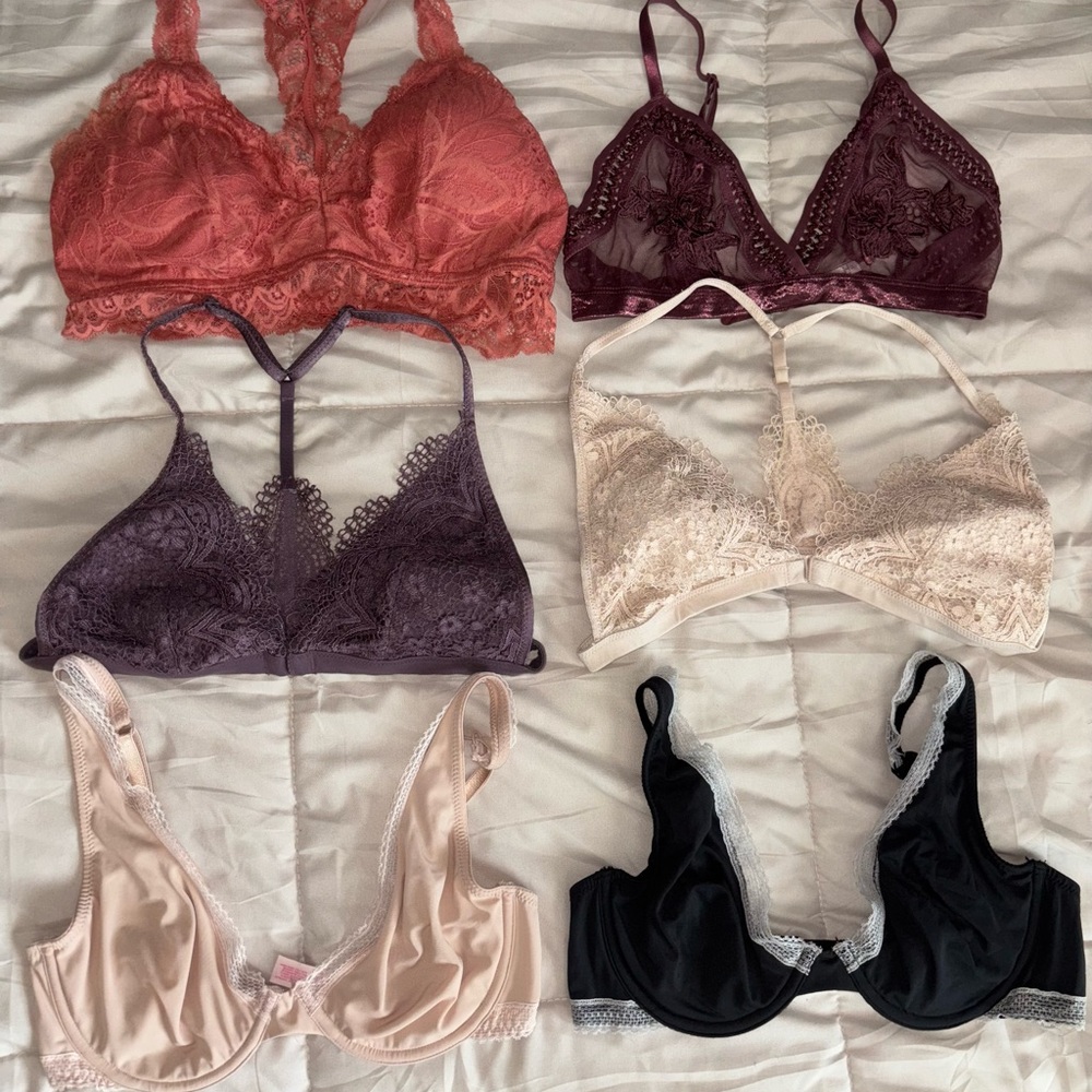 Aerie Pink and Purple Lace Bras Intimates Collection